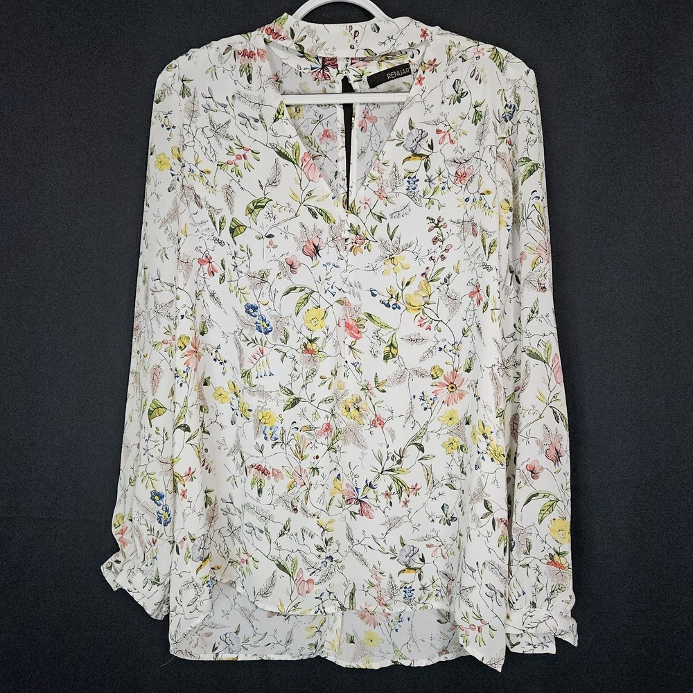 Floral Blouse Womens‎ M Cottagecore V-Neck Choker Keyhole Excellent Renuar Top